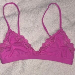 Lace Trim Pink Bralette
